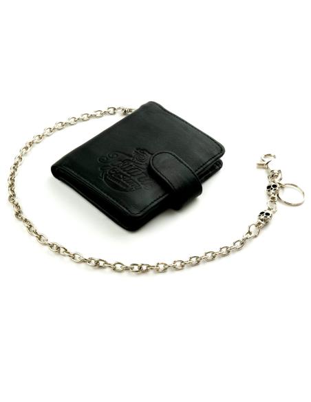 CORRENTE PARA CARTEIRA 40 CM ELO FINO COM 2 CAVEIRAS