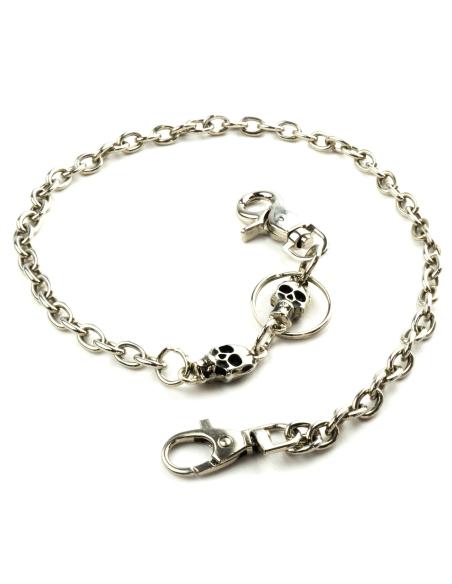 Wallet Chain 40 Cm Fine Link With 2 Skulls