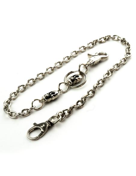 Wallet Chain 40 Cm Fine Link With 2 Skulls