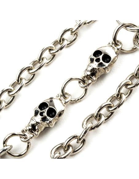 Wallet Chain 40 Cm Fine Link With 2 Skulls