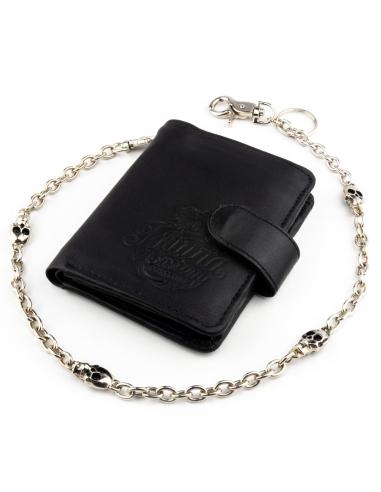 WALLET CHAIN 50 CM FINE LINK AND 4 SKULLS