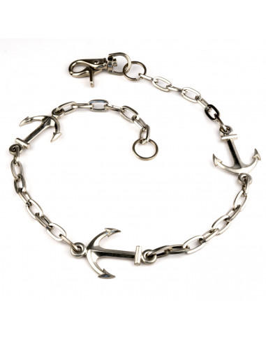 CHROME PLATED WALLET CHAIN WITH 3 ANCHORS
