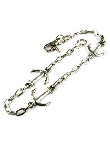CHROME PLATED WALLET CHAIN WITH 3 ANCHORS