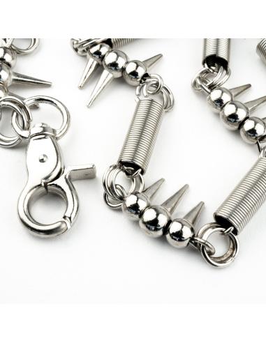 CHAIN WALLET WITH SPIKES AND METAL SPRINGS
