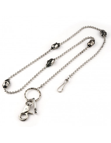 FINE SPHERES CHAIN FOR WALLET WITH 5 SKULLS