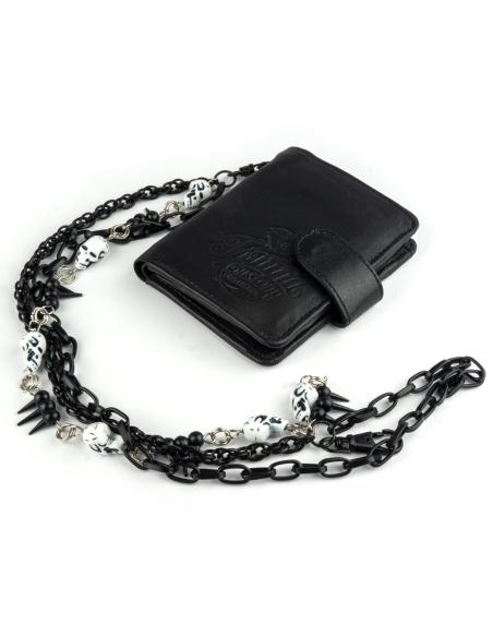 TRIPLE PURSE CHAIN WITH SPIKES AND SKULLS
