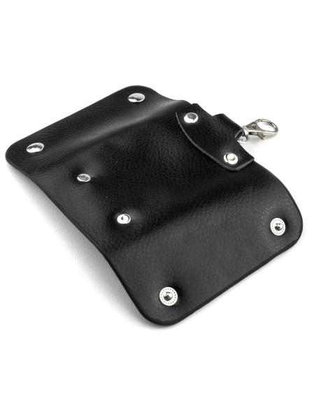 BLACK LEATHER KEY HOLDER KEY RING