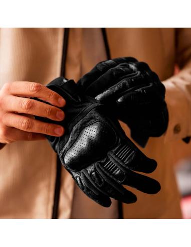 Black Perforated Leather Summer Gloves Tokyo By City