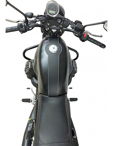 BLACK LEATHER TANK COVER ROYAL ENFIELD METEOR 350