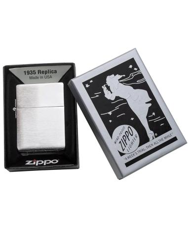 BRIQUET ZIPPO 1935 RÉPLIQUE CHROME BROSSÉ CLASSIQUE