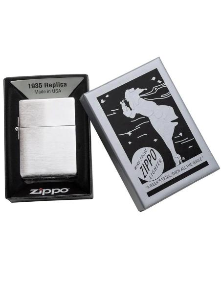 BRIQUET ZIPPO 1935 RÉPLIQUE CHROME BROSSÉ CLASSIQUE