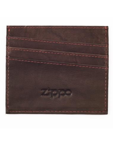 CARTEIRA DE CARTÃO CASTANHO COM JANELA IDENTIDADE ZIPPO