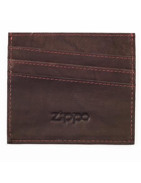 CARTEIRA DE CARTÃO CASTANHO COM JANELA IDENTIDADE ZIPPO