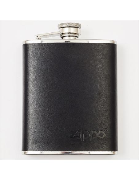 STEEL FLASK WITH BLACK SKIN BY ZIPPO