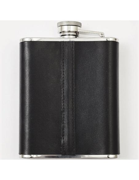 STEEL FLASK WITH BLACK SKIN BY ZIPPO