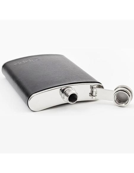 STEEL FLASK WITH BLACK SKIN BY ZIPPO