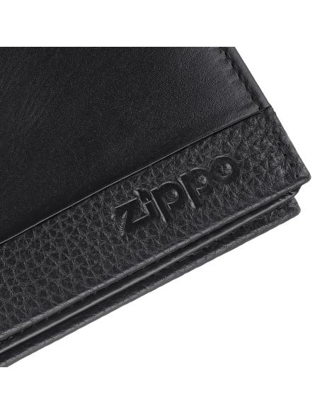 CARTEIRA EM PELE DE NAPA PRETA ZIPPO