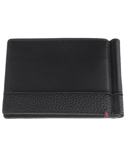 PORTEFEUILLE EN CUIR NAPPA NOIR AVEC PINCE À BILLETS ZIPPO