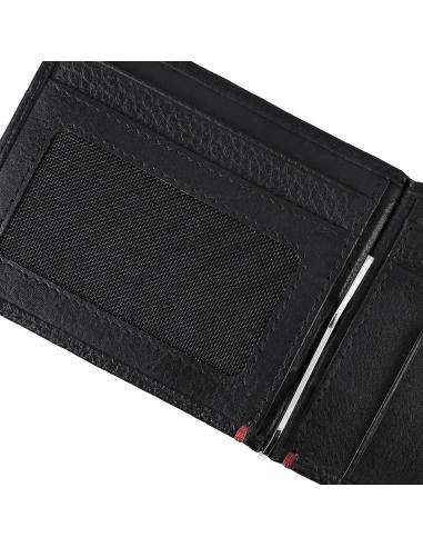 PORTEFEUILLE EN CUIR NAPPA NOIR AVEC PINCE À BILLETS ZIPPO