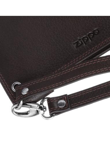 TABATIÈRE EN CUIR BRUN ZIPPO