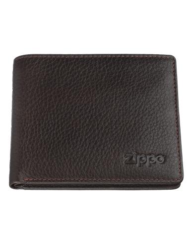 CARTEIRA DE CARTÃO EM PELE CASTANHA ZIPPO