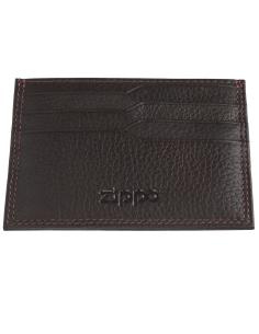 Mini Porta-Cartões Em Pele Castanha Zippo | Preço Promocional 2