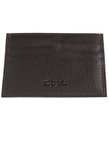 MINI PORTA-CARTÕES EM PELE CASTANHA ZIPPO