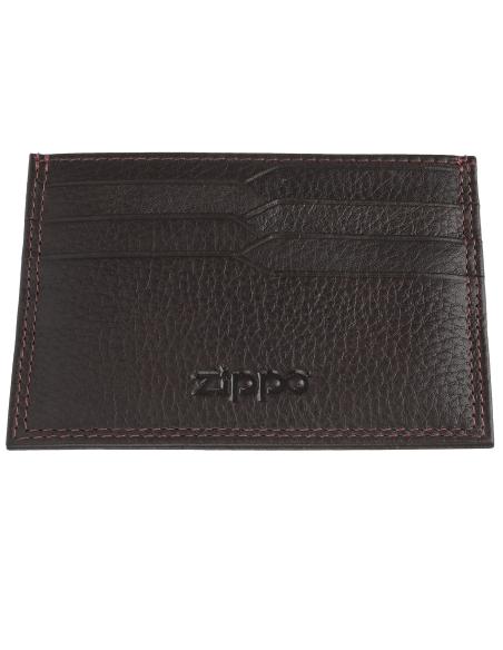 MINI PORTA-CARTÕES EM PELE CASTANHA ZIPPO