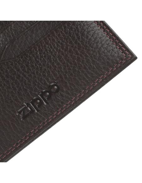 MINI PORTA-CARTÕES EM PELE CASTANHA ZIPPO