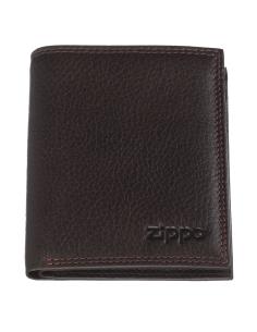 PORTEFEUILLE TRIFOLD EN CUIR BRUN ZIPPO