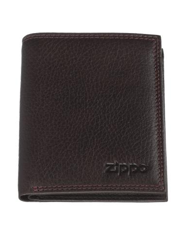 PORTEFEUILLE TRIFOLD EN CUIR BRUN ZIPPO