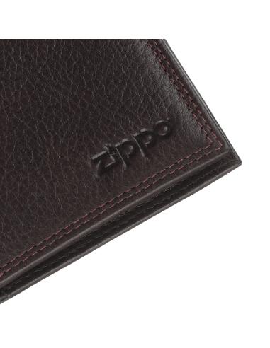 PORTEFEUILLE TRIFOLD EN CUIR BRUN ZIPPO