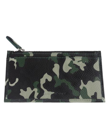 ZIPPO GREEN CAMOUFLAGE LEATHER CARDHOLDER WITH ZIPPER