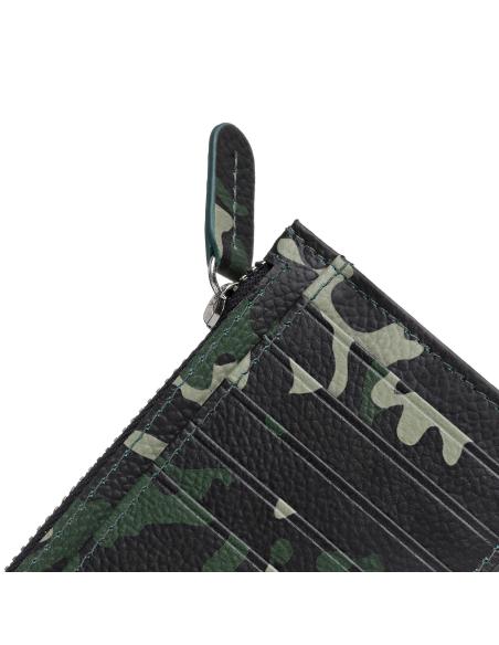 ZIPPO GREEN CAMOUFLAGE LEATHER CARDHOLDER WITH ZIPPER