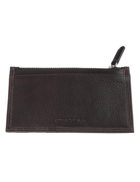 BROWN LEATHER CARD HOLDER WITH ZIPPER BY ZIPPO