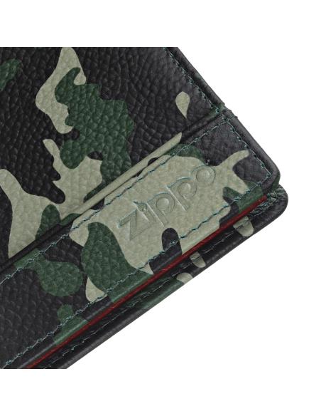 TRIFOLD WALLET GREEN CAMOUFLAGE LEATHER BY ZIPPO