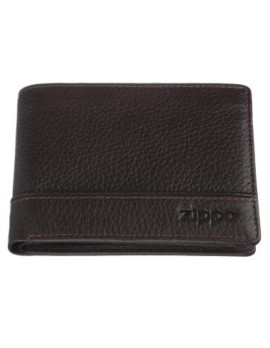 ZIPPO BROWN LEATHER TRIFOLD HORIZONTAL WALLET