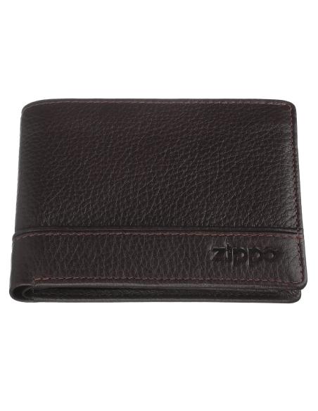 ZIPPO BROWN LEATHER TRIFOLD HORIZONTAL WALLET