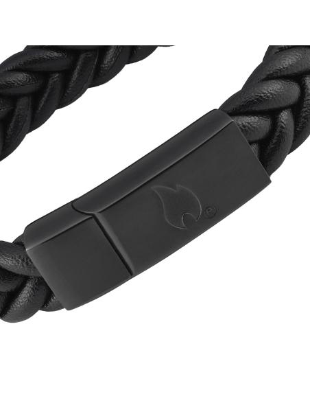 Braided Leather Bracelet Black 20 Cm Zippo Magnet Closure
