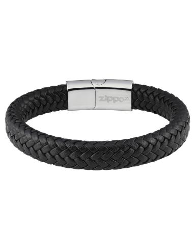 Steel Bracelet And Braided Leather 22 Cm Zippo Bracelet