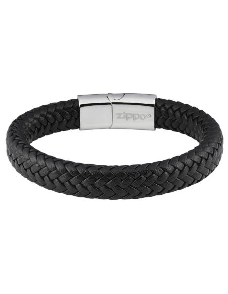 Comprar Pulsera De Acero Y Cuero Trenzado 22 Cm De Zippo a precio de oferta