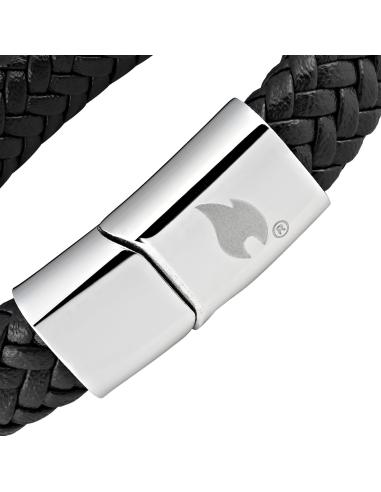 Comprar Pulsera De Acero Y Cuero Trenzado 22 Cm De Zippo a precio de oferta