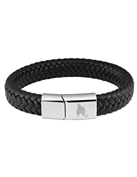 Comprar Pulsera De Acero Y Cuero Trenzado 20 Cm De Zippo a precio de oferta