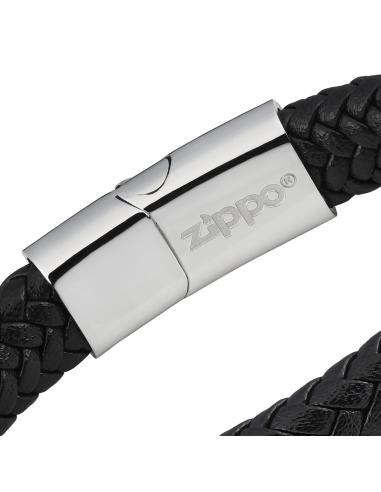 Comprar Pulsera De Acero Y Cuero Trenzado 20 Cm De Zippo a precio de oferta