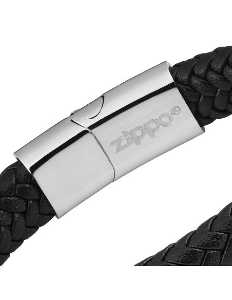 Comprar Pulsera De Acero Y Cuero Trenzado 20 Cm De Zippo a precio de oferta