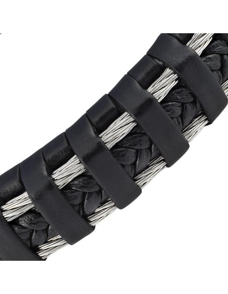 Comprar Pulsera Trenzada De Piel Y Cable De Acero 22 Cm Zippo a precio de oferta
