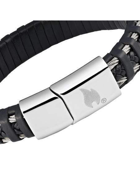 BRACELET EN CUIR TRESSÉ ET FIL D'ACIER 22 CM ZIPPO