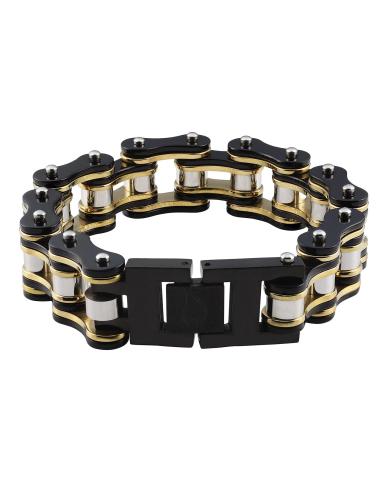 Comprar Pulsera Cadena Moto Plata Oro Negro 20 Cm Zippo a precio de oferta