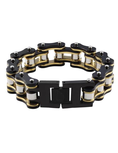 Chaîne De Moto Argentée Or Noir 18 Cm Zippo Bracelet