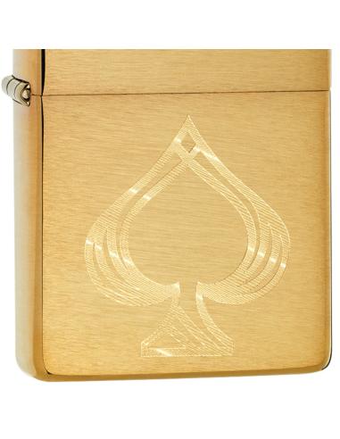 BRIQUET ZIPPO FINITION LAITON AVEC AS DE PIQUE GRAVÉ